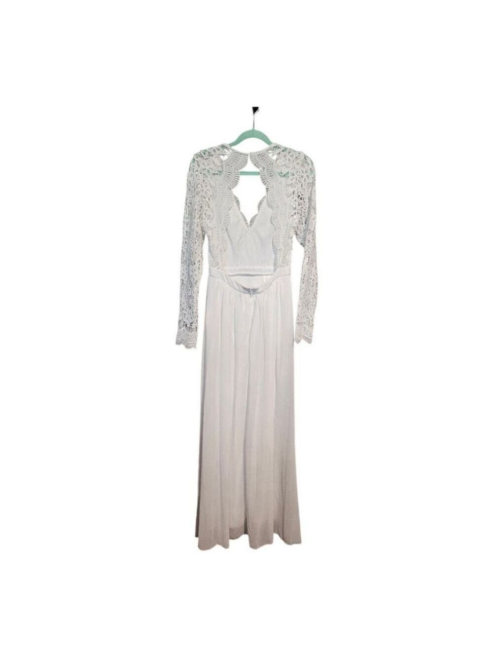 Lulus White Lace Long Sleeve Maxi Wedding Dress Size S - Picture 9 of 16